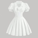 white Flare Ruffle gown