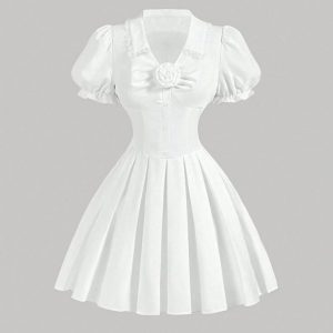 white Flare Ruffle gown