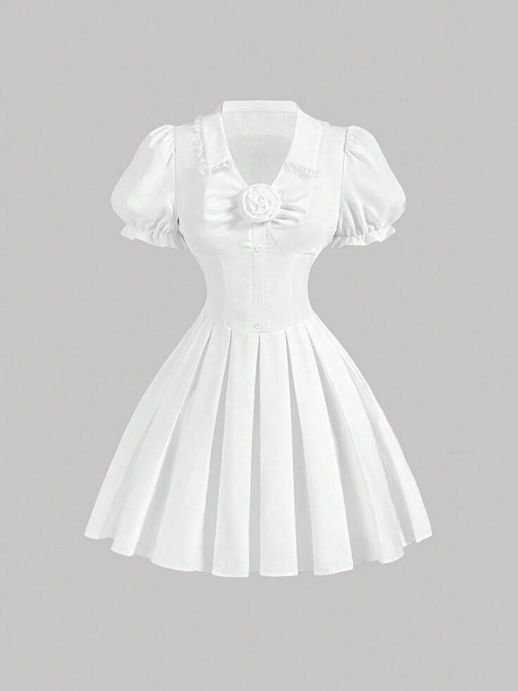 white Flare Ruffle gown