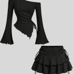 Bell Sleeve Ruffle Set
