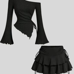 Bell Sleeve Ruffle Set